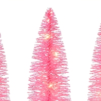 Rosa Glitzer LED-Beleuchteter Weihnachtsbaum-Set Anpassbare Größe Tischdekoration Ohne Batterie