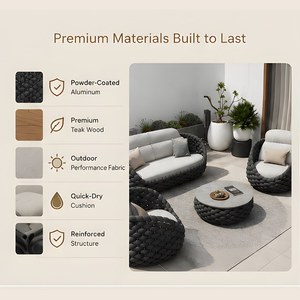 Ensemble <span class=keywords><strong>de</strong></span> meubles <span class=keywords><strong>de</strong></span> patio d'extérieur avec coussin imperméable, cadre en aluminium résistant à l'usure, canapé <span class=keywords><strong>de</strong></span> <span class=keywords><strong>jardin</strong></span> <span class=keywords><strong>rond</strong></span> moderne pour hôtel et villa - Product Image 3