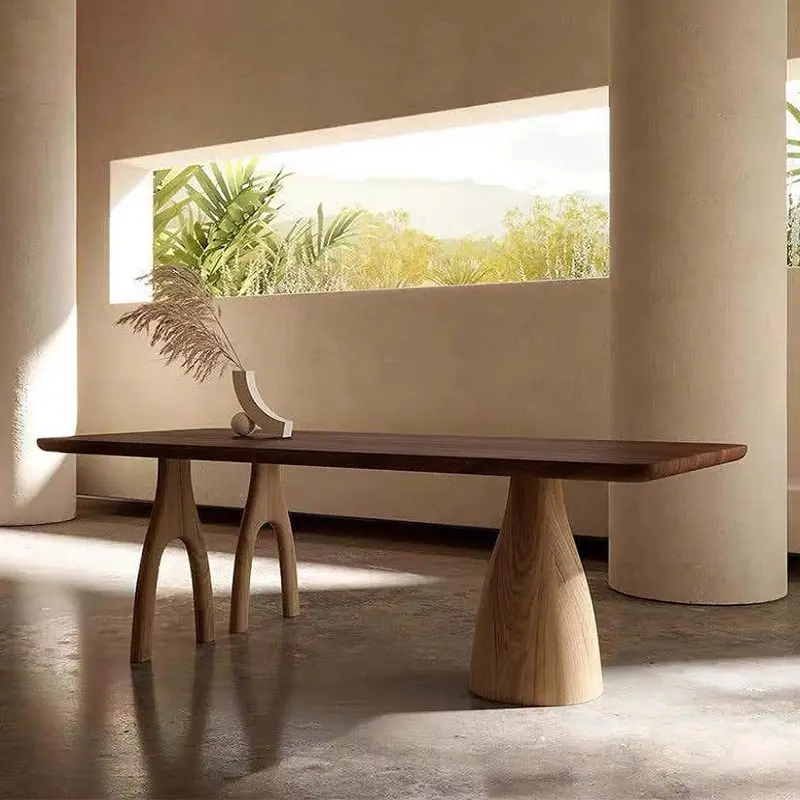 Tavoli da pranzo con piano in legno massello Set da 8 posti laterali gambe da caffè moderne di lusso tavolo da pranzo in legno naturale