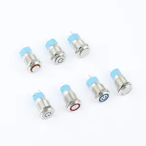 12mm illuminated customized logo symbol momentary or latching metal push button switch