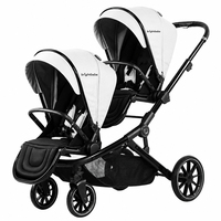 Poussette double multifonctionnelle Brightbebe pliable en alliage d'aluminium certifiée EN1888 pour nourrissons, tout-petits et nouveau-nés