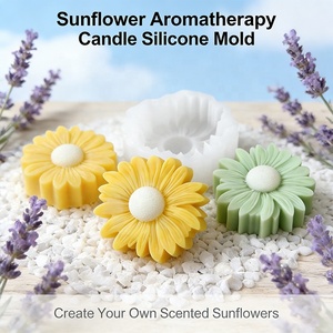 Moule en silicone de haute qualité, écologique, facile à démouler, pour bougies d'aromathérapie, tournesol, petite <span class=keywords><strong>marguerite</strong></span>, pour la fabrication de bougies DIY - Product Image 2