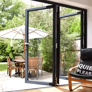 Porte pliante coulissante en aluminium insonorisée, système de porte accordéon en verre, porte patio à rupture de pont thermique, écoénergétique, extérieure - Product Image 2
