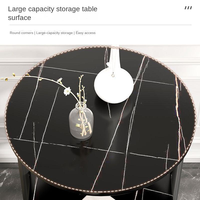 Table d'appoint ovale moderne à 3 niveaux avec bord épais, table basse portable pour salon, mobilier écologique