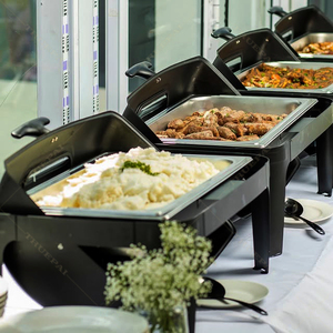 Peralatan prasmanan mewah katering baja antikarat Hotel penghangat makanan pesta Roll Top piring chaffer Set piring saji - Product Image 3