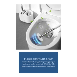 Spazzola per WC con supporto, doppia testa a 360 gradi, antigraffio, ad asciugatura rapida, design moderno - Product Image 4