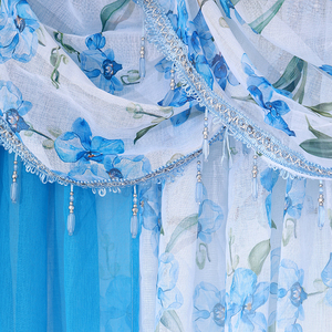 Rideaux <span class=keywords><strong>de</strong></span> fenêtre assortis imprimés et unis, à volants, pour salon, avec perles – Vente chaude - Product Image 5