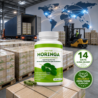 Suplemen Diet Kapsul Moringa OEM dengan 100% Bubuk Daun Murni, Manfaat Antioksidan, Kualitas Makanan