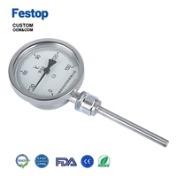 Festop 60mm 100mm RVS industriële waterleiding airconditioning olietank bimetaal thermometer radiale axiale wijzer