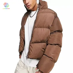 Winter Outdoor Plain Brown Puffer Mantel Jacke für Männer Custom Logo Workwear Dickes Crop Top Unisex gepolsterte Puffer Daunen mantel Jacken