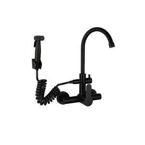 Fregadero de Cocina de Acero Inoxidable 304 Negro, de Pared, con Doble Orificio y Grifo, Acabado Mate YQ1010F R - Product Image 1