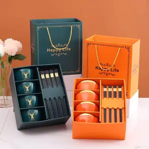 Bol en céramique émaillée ensemble de baguettes bol carré Phnom Penh coffret cadeau activités promotionnelles cadeau de mariage