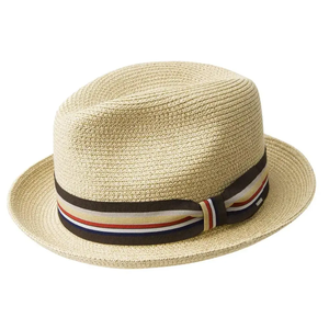 unisex's Green Mix Woven Mat Grass Fedora <b>Hat</b>, Breathable Short Brim Trilby with Striped Ribbon <b>Band</b>, Summer Sun <b>Hat</b> - Product Image 4