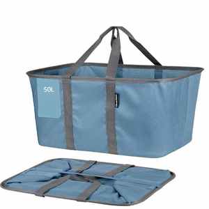 Panier à linge pliable, imperméable, gain de place, en coton, grande capacité 50L, conteneur de rangement moderne pour vêtements, buanderie - Product Image 1