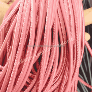 Corde de cordon en cuir cousue ronde rose personnalisée de haute qualité pour bracelet de bijoux accessoires de sacs à main artisanaux, sangle flexible - Product Image 1