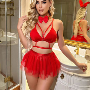 Bestselling Apaixonado Servidor De Jogos Menina Coelho <span class=keywords><strong>Sexy</strong></span> Underwear das Mulheres <span class=keywords><strong>Sexy</strong></span> Strap Underwear Set - Product Image 1