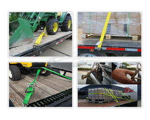 Sangle d'arrimage à cliquet de 2 pouces, 4400 LBS, avec double crochet en J, verte, pour fourgons logistiques - Product Image 6