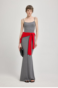 ชุดเดรสผ้าไหมแบบปรับแต่งได้ คอตรง สายปรับได้ ชุดเดรสยาวลำลอง - Product Image 4