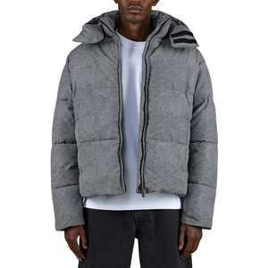 GLOWING NEON INDUSTRY Men's Trendy Streetwear Hooded Puffer Jacket Winter Casual Standard Thickness Polyester Windproof - Product Image 1