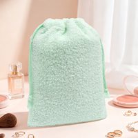 Bolsa de Cosméticos con Cordón, de Felpa Suave, con Espacio para Guardar Brochas de Maquillaje, Accesorios para el Cabello, Joyas y Artículos Pequeños