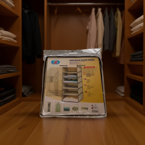 Organisateur de garde-robe portable Mnj en plastique à six niveaux, rectangulaire, gain de place, type autoportant, 30x30x60cm, étagère de rangement pour vêtements pour placard - Product Image 3