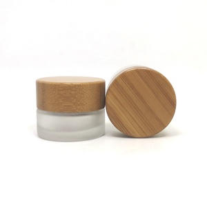 Custom Frosted Glass Cosmetic Jar Frosted 20ml 30ml 50ml 100ml Lip Balm Glass Jars <b>Container</b> with Bamboo Lid - Product Image 4