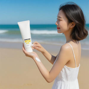 โลชั่นกันแดดคอลลาเจนวีแกนออร์แกนิกปกป้องผิว SPF 50ครีมไร้น้ำมันพร้อมเชียบัตเตอร์ฉลากส่วนตัว - Product Image 2