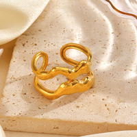 Femme rétro tempérament Double couche anneau polyvalent ouverture ligne anneaux Ins Style mode à la mode électrolytique bijoux