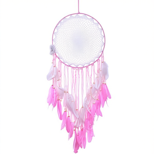 Atrapasueños Angelina de 40x120 cm con Plumas Rosas, Decoración Bohemia para Colgar en la Pared - Product Image 4