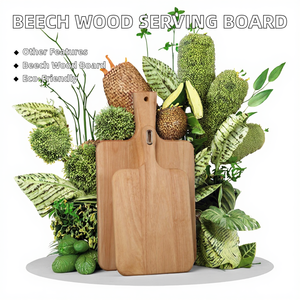 <span class=keywords><strong>Planche</strong></span> à pain en bois de hêtre <span class=keywords><strong>jaune</strong></span> JEEVES avec poignée, durable, épaisseur 1,5 cm, bloc à découper pour charcuterie - Product Image 2