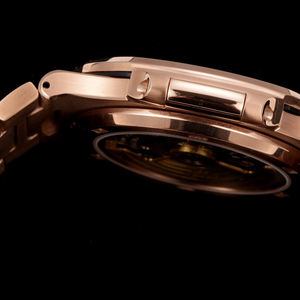 Montre mécanique de luxe ton platine avec diamants personnalisés gravés horizontalement, idéale pour les personnes importantes, cadeau d'anniversaire - Product Image 5