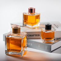 Bouteille de diffuseur vide de 50ml 90ml 200ml 60ml 100ml Bouteilles de diffusion d'aromathérapie carrées en verre transparent