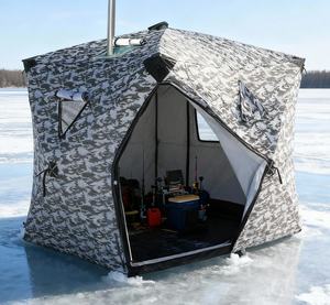 Зимняя палатка для подледной рыбалки, камуфляжная, портативная, складная конструкция, водонепроницаемая, стеганая, утолщенная, теплоизоляционная, ветрозащитная и снегозащитная - Product Image 2