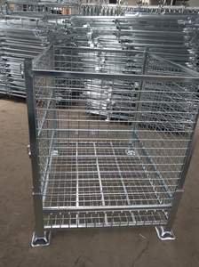 4-Strato pesante pieghevole in acciaio Pallet <span class=keywords><strong>Rack</strong></span> impilabile rete metallica gabbia metallica per magazzino di stoccaggio pieghevole Pallet <span class=keywords><strong>Rack</strong></span> di stoccaggio - Product Image 2