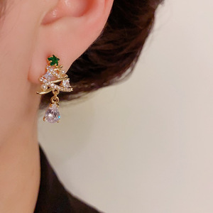 Orecchini Pendenti a Goccia di Cristallo a Forma di Albero di Natale per Donne, Stile Festivo Invernale, Accessori per Uso Quotidiano e Feste - Product Image 4