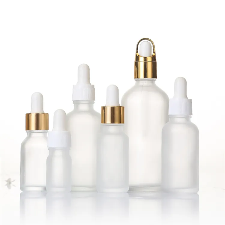 Бутылка для эфирного масла, стеклянная бутылка с пипеткой, матовая прозрачная/Янтарная, 5 мл, 10 мл, стекло с золотой косметикой, индивидуальный логотип TNT FDX EMS UPS
