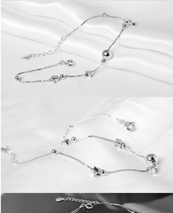 Tobillera de <span class=keywords><strong>Plata</strong></span> de Ley 925 para mujer, pulsera para tobillo, joyería para pie - Product Image 6