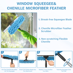 12ft Kính thiên văn cửa sổ làm sạch Kit kích thước lớn Chenille cửa sổ bàn chải cho kính liền mạch làm sạch cửa sổ làm sạch giống cây chổi - Product Image 5