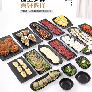 Vajilla de Melamina Negra A5, Plato para Barbacoa Imitación Porcelana, Plato para Hot Pot, Plato de Sushi de Plástico, Plato Rectangular Japonés Comercial - Product Image 4