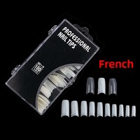 Puntas de Uñas Postizas para Decoración de Uñas, Serie de 100 Piezas, Estilo Francés, Cubierta Completa, Diseño de Cristal Pintado, Cuadradas, Mariposa, Almendradas, Stiletto