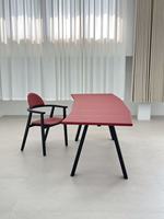 Bureau d'ordinateur minimaliste de Style italien nordique selle en bois haut en cuir Table Internet longue incurvée populaire Ins chambre pliable