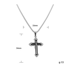 Men's Stainless Steel <b>Cross</b> Pendant Necklace Geometric Design Bezel Setting Gift Jewelry 120146 - Product Image 5