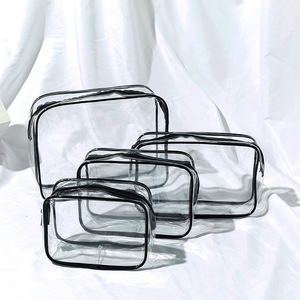 Transparent Pvc Cosmetic Bag Rectangle Waterproof <b>Storage</b> <b>Toiletry</b> Bag For Travel Cycling Outdoor Use 1-3L Solid Color - Product Image 2