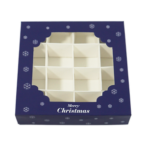 Boîte-cadeau à desserts avec fenêtre rouge, pour fête de noël, chocolat, bonbons, gâteaux, emballage d'aliments et boissons à domicile, 16 compartiments - Product Image 2