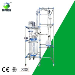Équipement de distillation avec réacteur en verre sphérique chemisé de 50L emballage structuré 15 plaques théoriques déshydratation de l'éthanol - Product Image 1