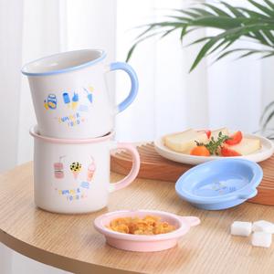 Taza de Cerámica Simple para <span class=keywords><strong>Desayuno</strong></span> con Plato, Imitación Esmalte, para Estudiantes, Hogar, Leche, Oficina, Café - Product Image 4