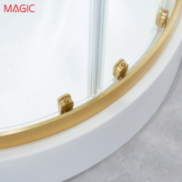 Porte coulissante de douche en verre trempé de conception européenne pour salle de bain, avec cadre en aluminium intégré, pour séparation sèche et humide