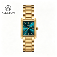 Montres pour femmes, cadran carré simple et sportif, bracelet en acier inoxydable, cadran vert 18 mm, quartz, résistantes à l'eau 3 BAR, fabrication sur mesure.