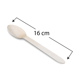 Cucchiaio Monouso Biodegradabile in Legno di Betulla Lungo 16 Cm per Uso Ecologico - Product Image 2
