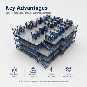 Étagères de mezzanine robustes à double zone de stockage, protection contre la corrosion, étagères inférieures multiples, plateforme supérieure en acier pour petites marchandises - Product Image 4